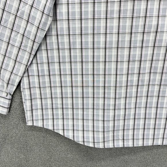 Kenneth Cole Reaction Shirt 17.5 34 35 Gray Plaid Button Up Slim Fit Long Sleeve - Picture 16 of 16